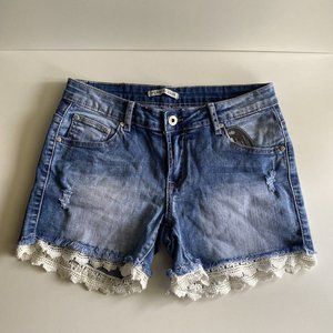 PLACE du JOUR Bobo Hippie Jean Shorts Lace Hem Size Euro 36/US XS